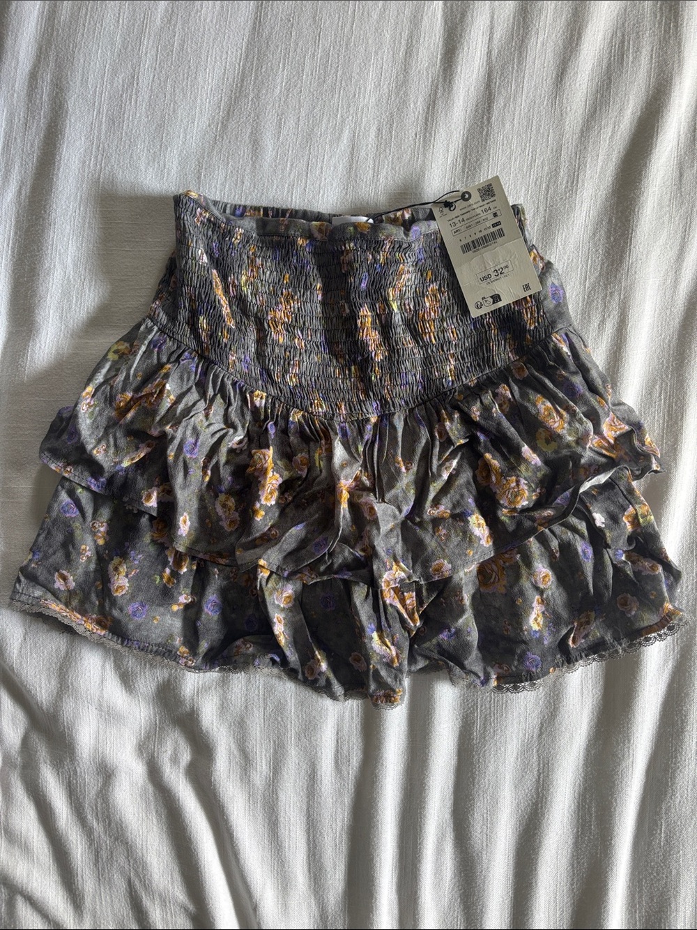 Zara Girls Floral Ruffle Skirt